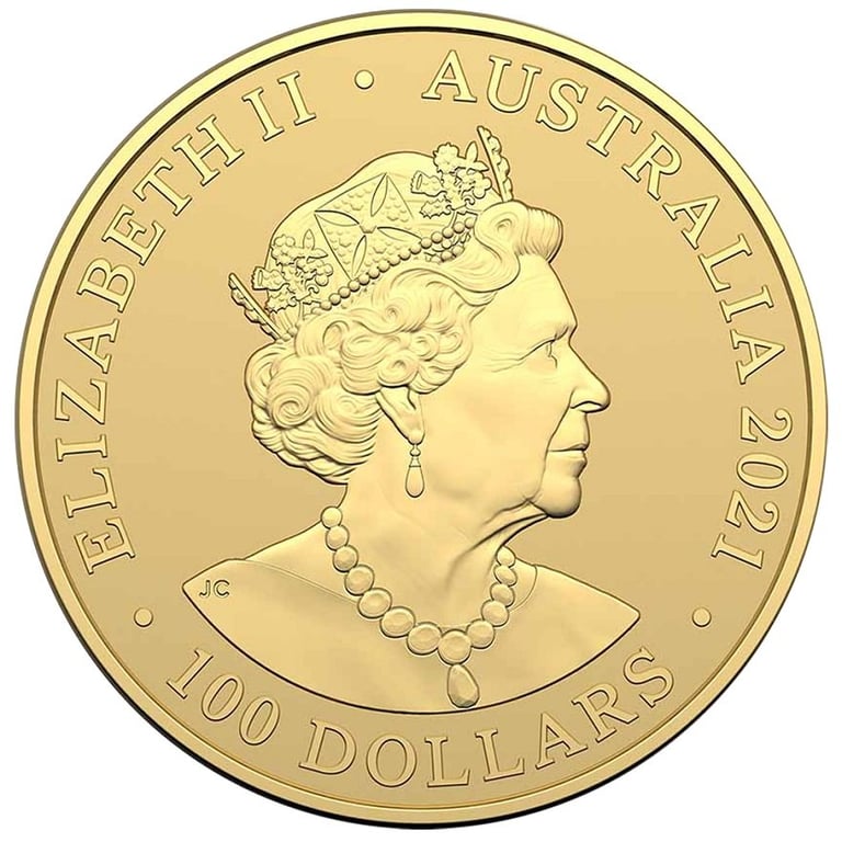 Back of the Gold Fraser's Dolphin 1 oz - RAM 2021