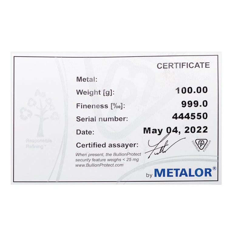 Certificate of authenticity