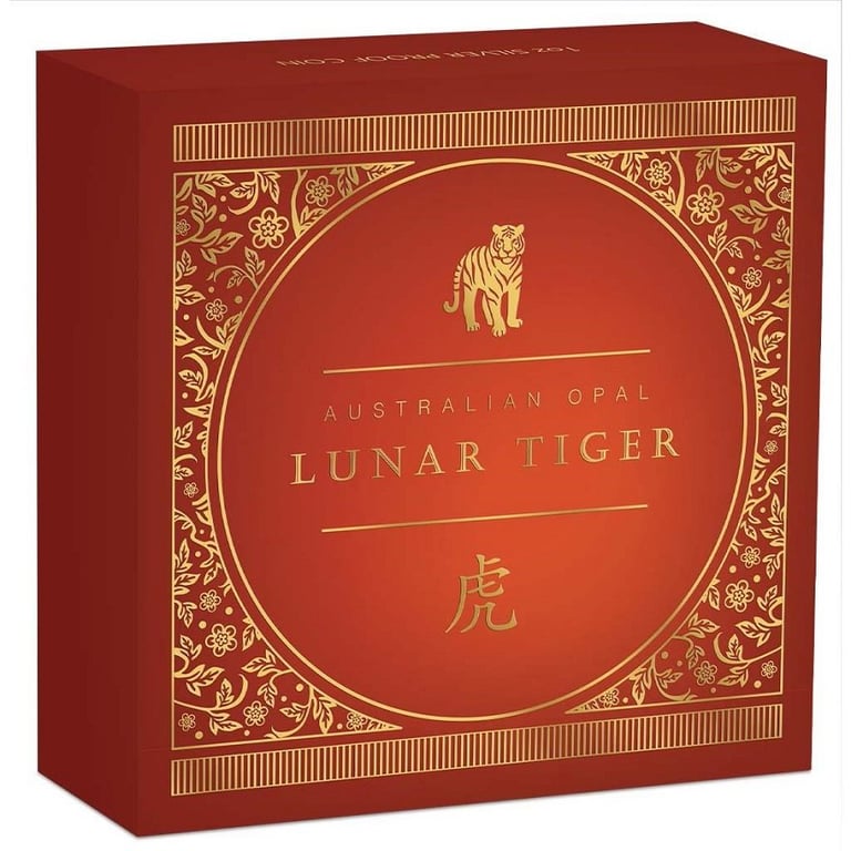 Original coin case of the Silver Opal Series 1 oz PF - Year of the Tiger 2022