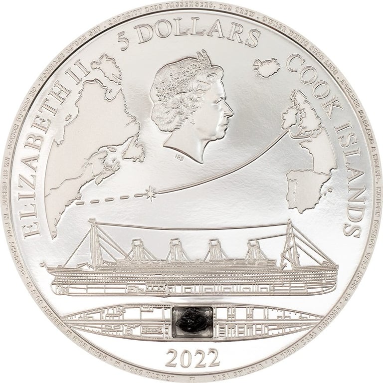 Back of the Silver Titanic 1 oz PF - High Relief incl. Relic 2022