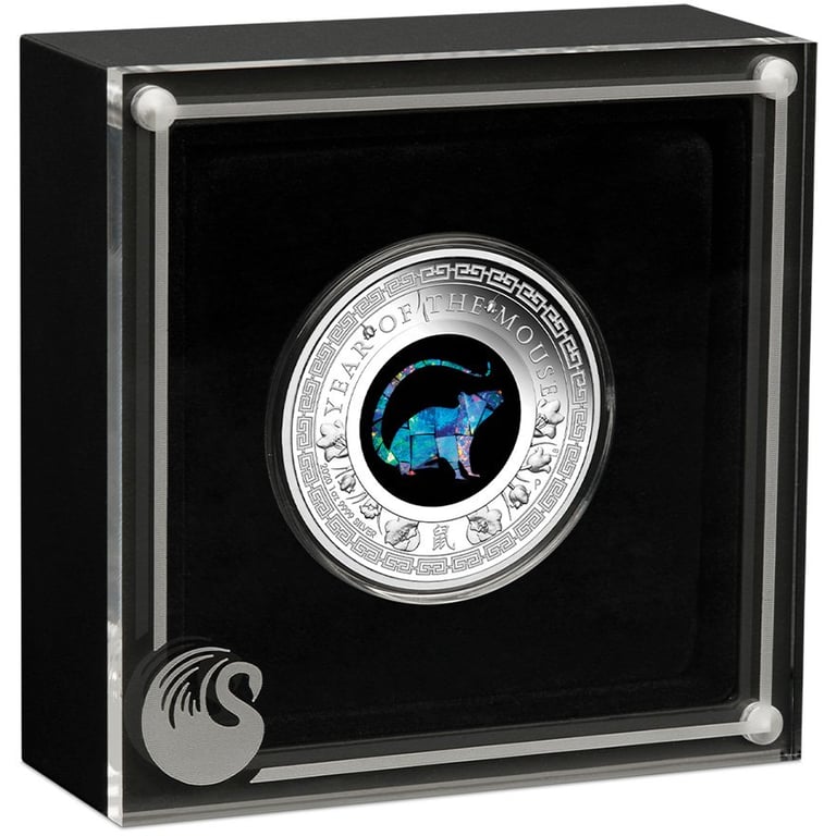 Silver Opal Series 1 oz PF Year of the Mouse 2020 in the original coin case