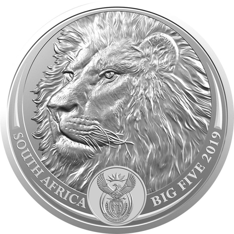 Front of the Silver Lion 1 oz - Big Five South Africa