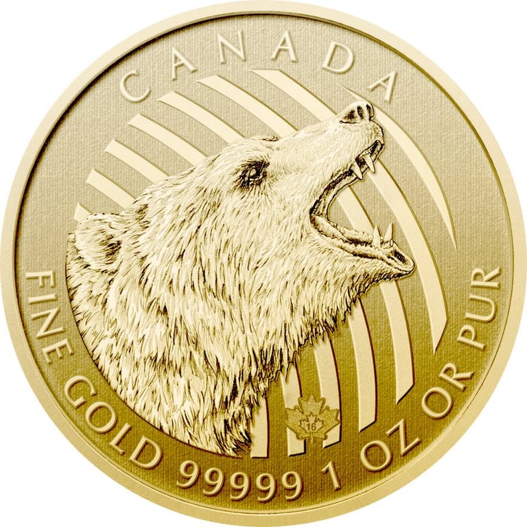 Front of the Gold Call of the Wild 1 oz - Grizzly 2016