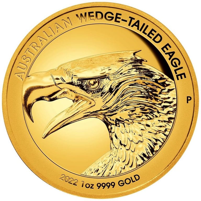 Front of the Gold Wedge Tailed Eagle 1 oz PF - High Relief 2022