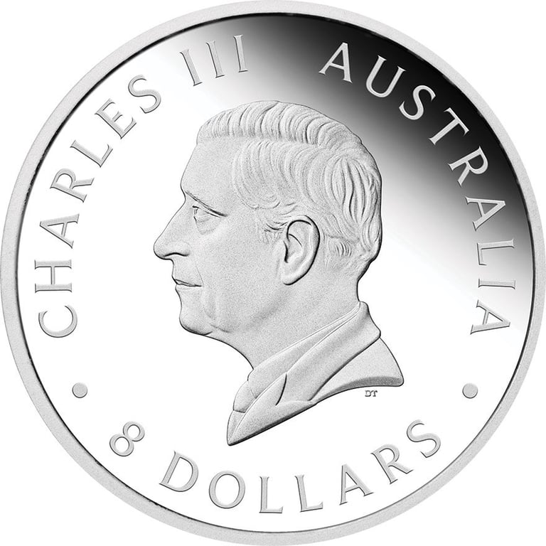Back of the Silver Kookaburra 5 oz PF - Incused 2024