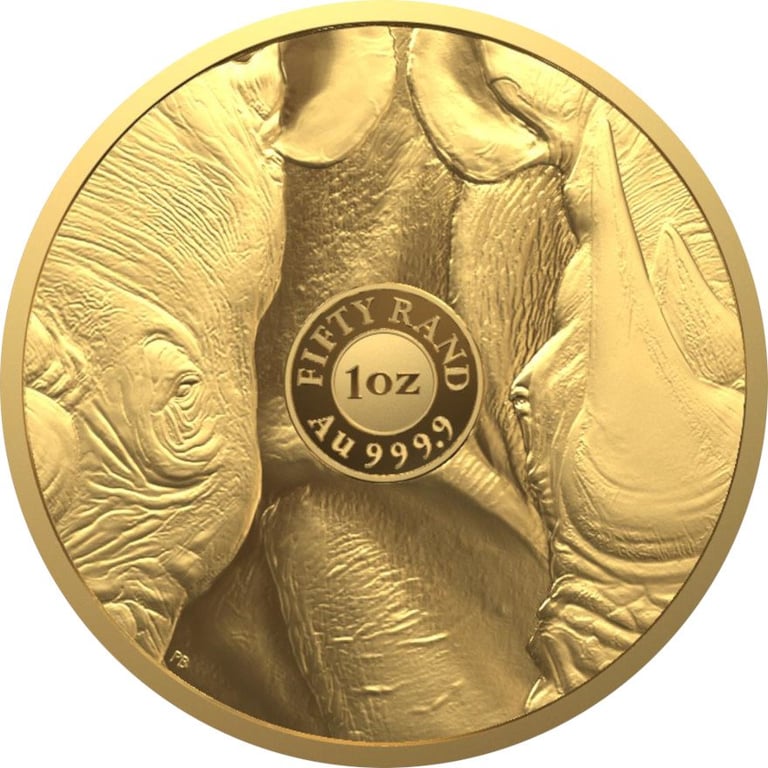Back of the Gold Rhino 1 oz PP - Big Five Series II - 2022