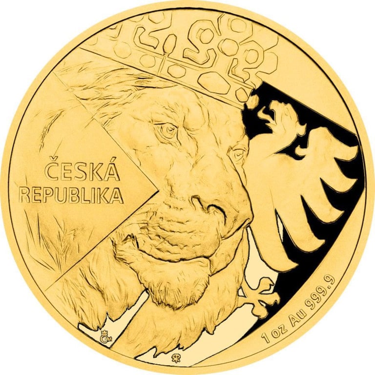 Front of the Gold Czech Lion 1 oz - PF - 2024 (incl. case and COA)