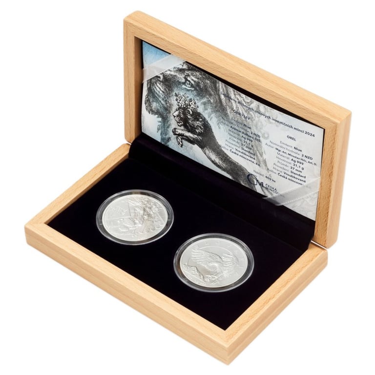 Silver Coin Set - 2 x 1 oz Czech Lion & Eagle - 2024 in the original coin case
