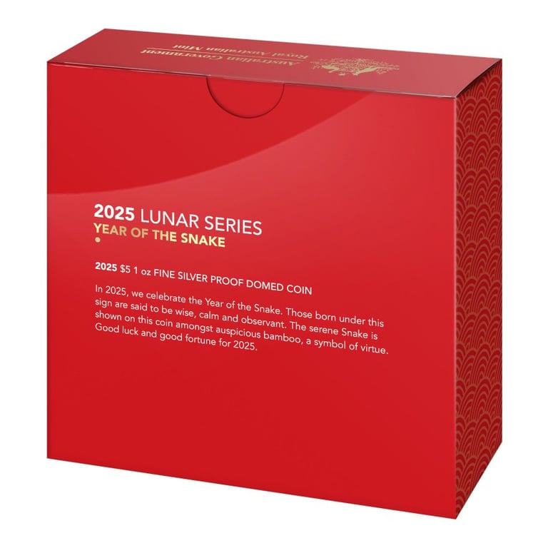 Original coin case of the Silver Lunar Snake 1 oz PF domed coin - RAM 2025