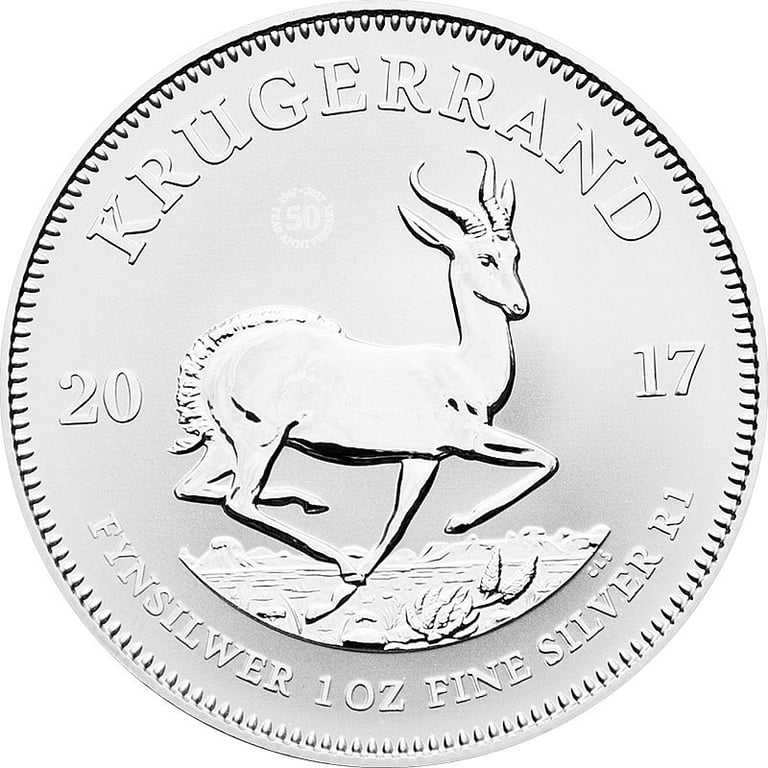 Front of the Silver Krugerrand 1 oz - 50th Anniversary 2017