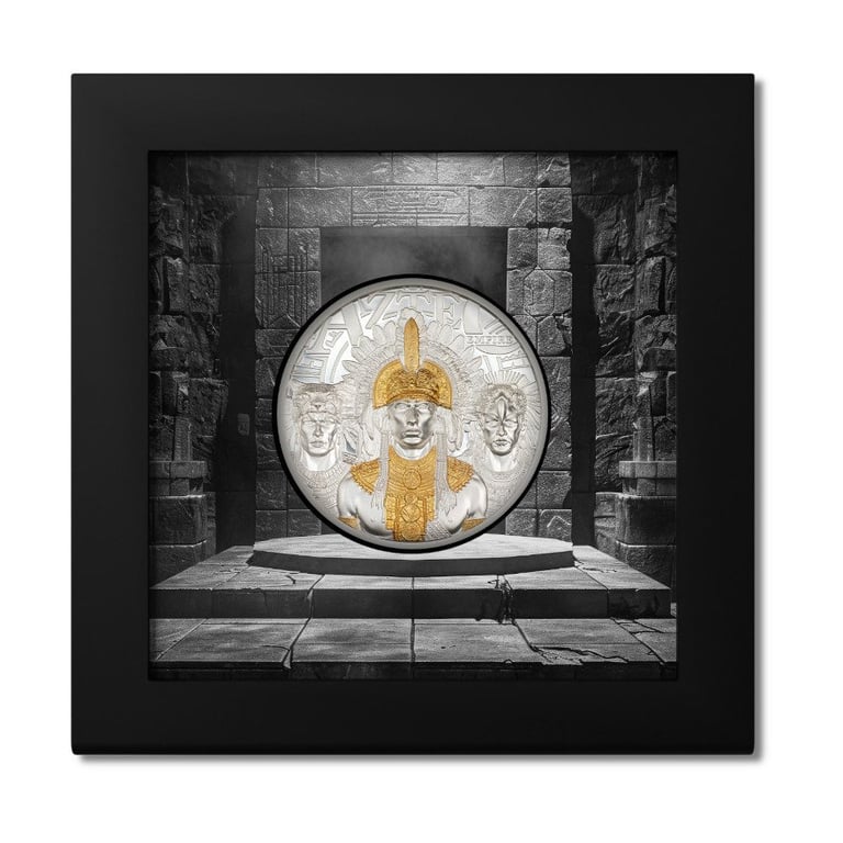 Silber Aztecs Empire 3 oz PF - Ultra High Relief 2025 in the original coin case
