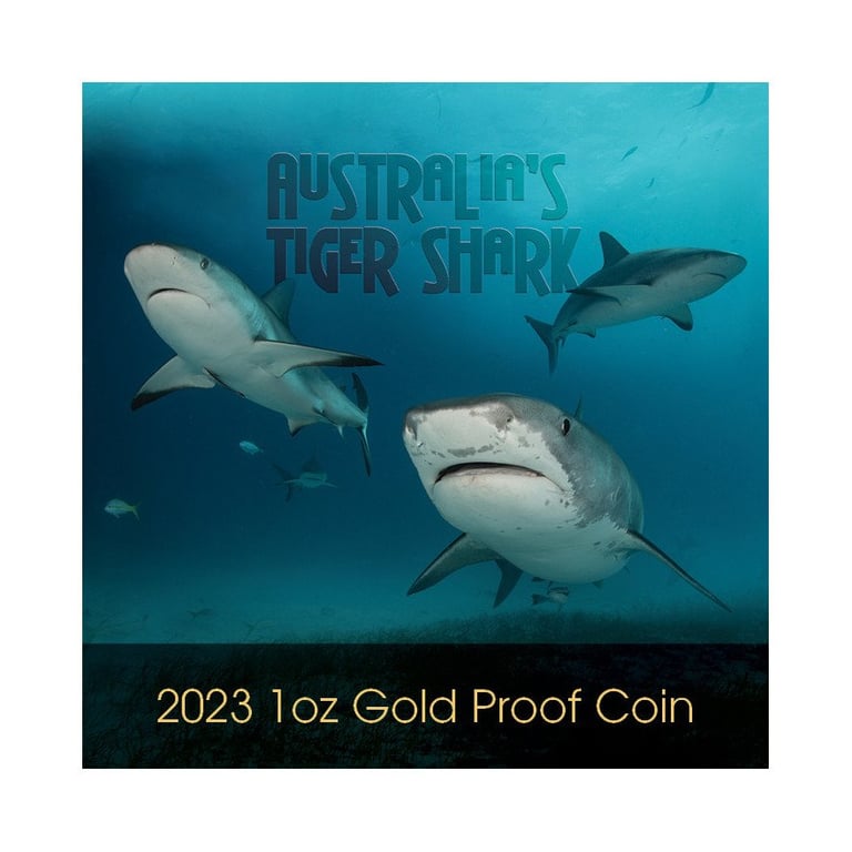Original coin case of the Gold Deadly & Dangerous - Tiger Shark 1 oz PF - 2023