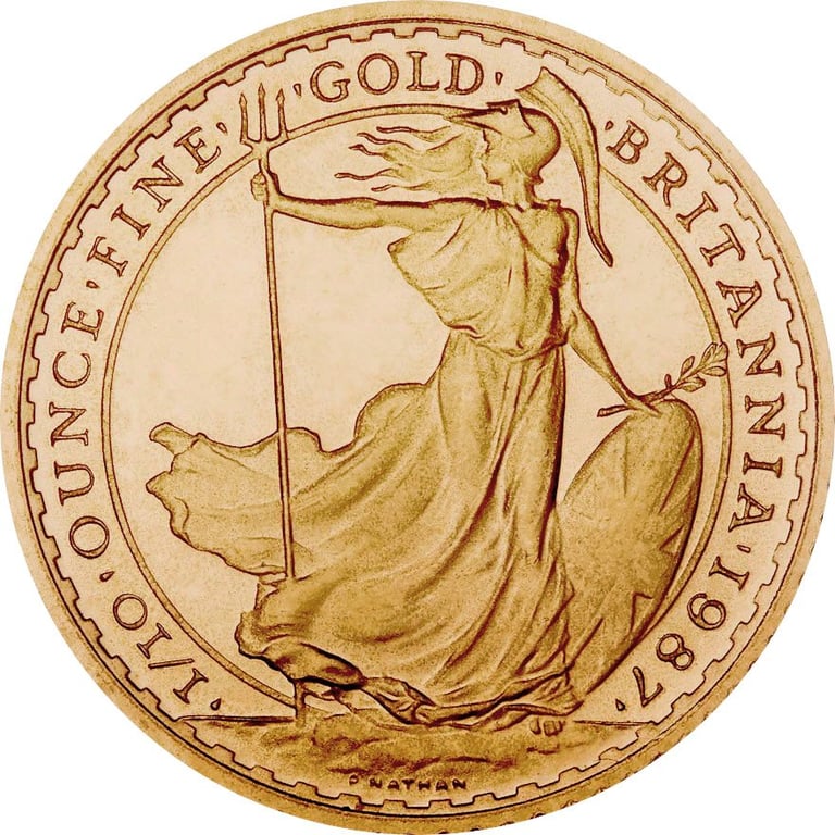 Front of the Gold Britannia 1/10 oz (22 carats)