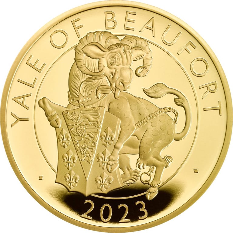 Front of the Gold Yale of Beaufort 1/4 oz PF - Royal Tudor Beasts 2023