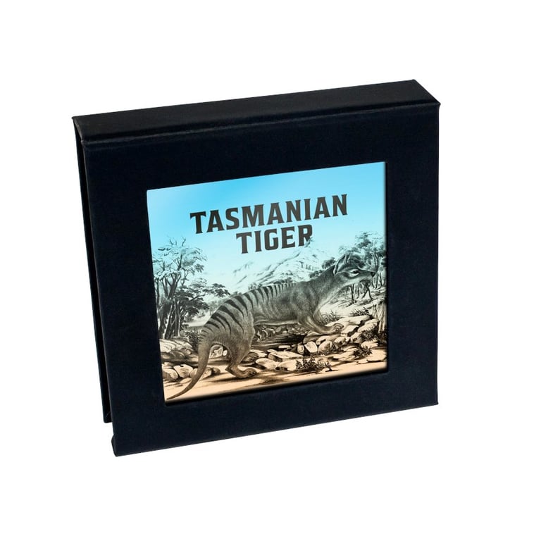 Coin Case of Silver Tasmanian Tiger 1 oz Black Proof