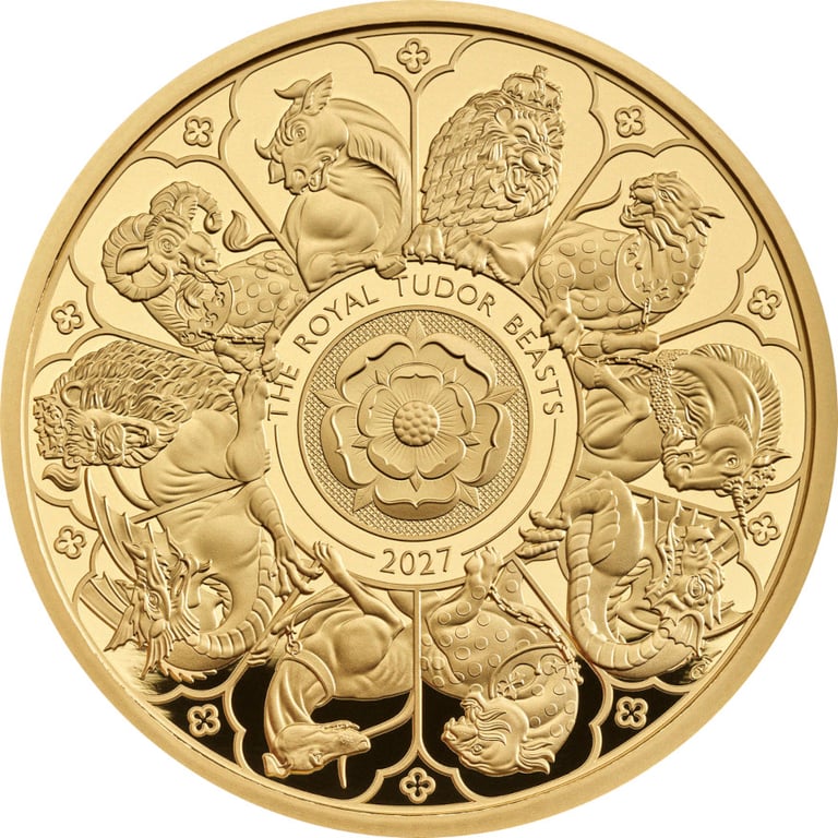 Front of Gold Royal Tudor Beasts 1 oz PF - Completer Coin