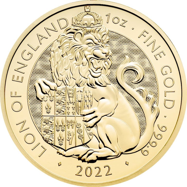 Front of the Gold Lion of England 1 oz - Royal Tudor Beasts 2022