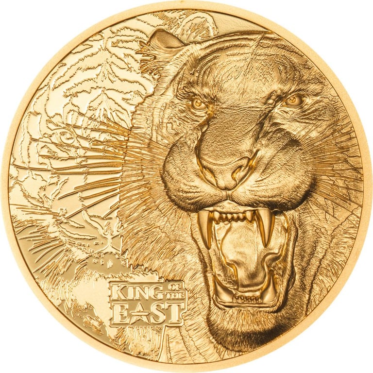 Front of the Gold King of the East - Tiger 1 oz PF - Ultra High Relief