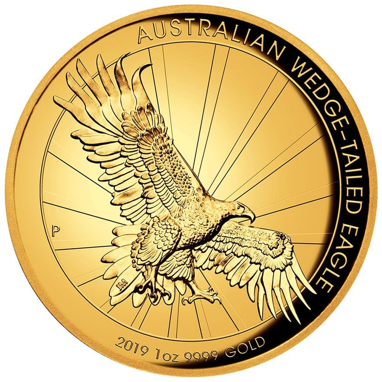 Front of the Gold Wedge Tailed Eagle 2019 - 1 oz PF High Relief
