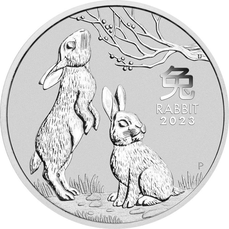 Front of the Silver Lunar III 2 oz - Rabbit 2023