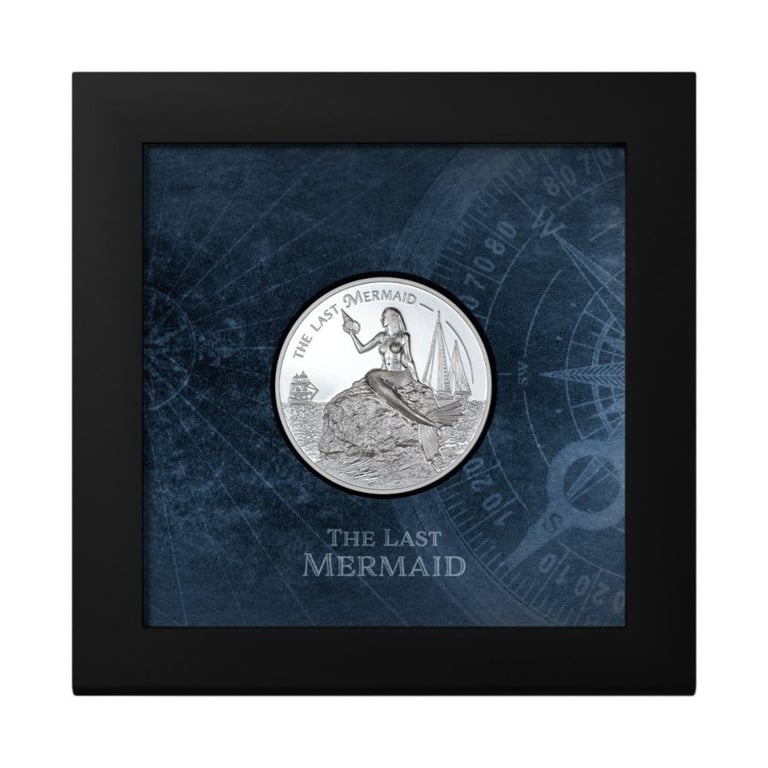 Silver X-Ray The Last Mermaid 1 oz - Ultra High Relief - 2024 in the original coin case