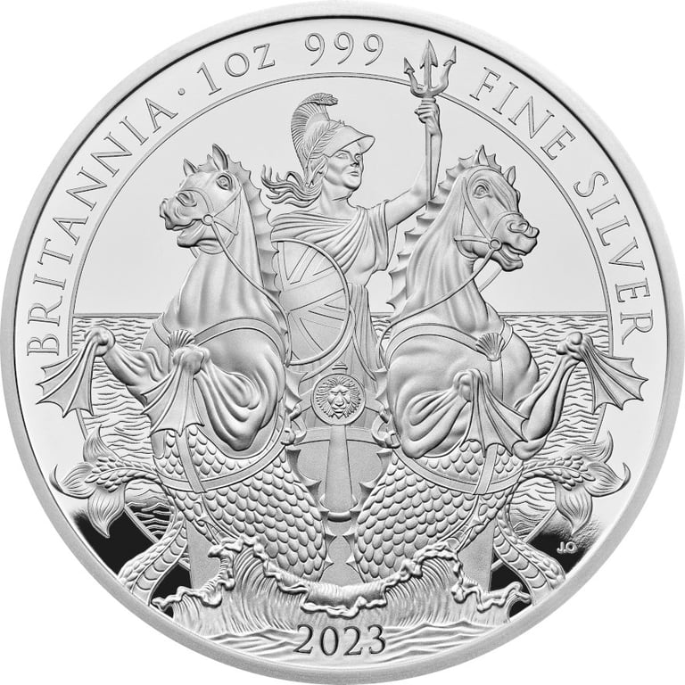 Front of the Silver Britannia 1 oz PF - 2023