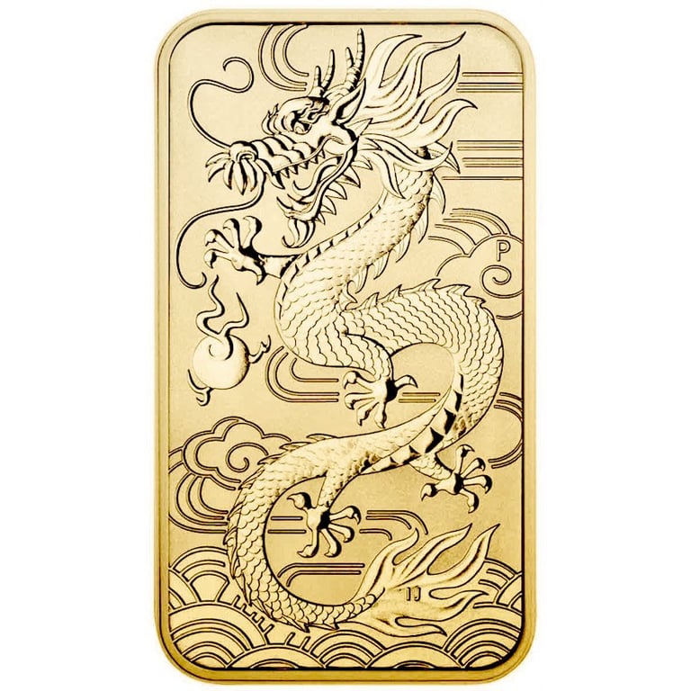 Front of the Gold Dragon Rectangle 1 oz - 2018