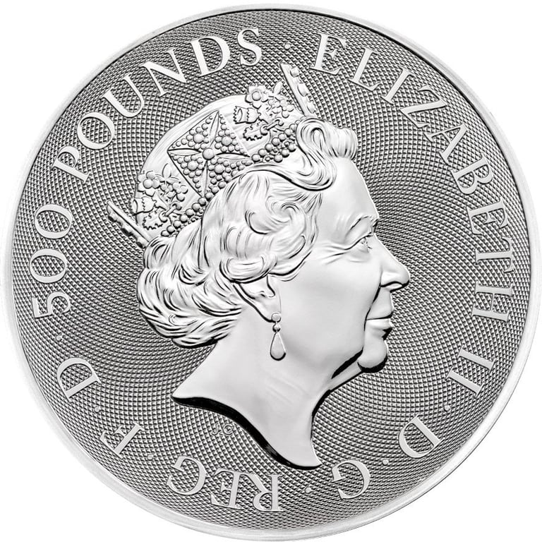 Back of the Silver The Queen's Beasts 1000 g - Completer Coin