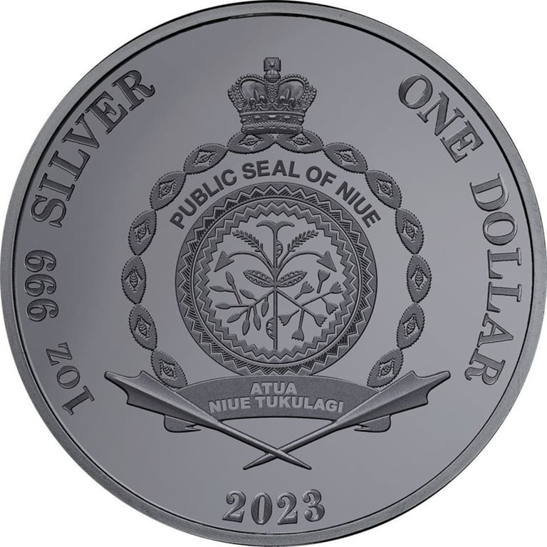 Back of the Silver flying fox 1 oz 2023 - Black Proof