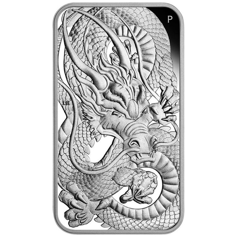 Front of the Silver Dragon Rectangle 1 oz PF - 2021
