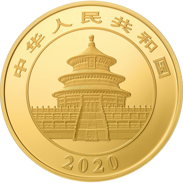 Back of the Gold China Panda 100 g PF - 2020