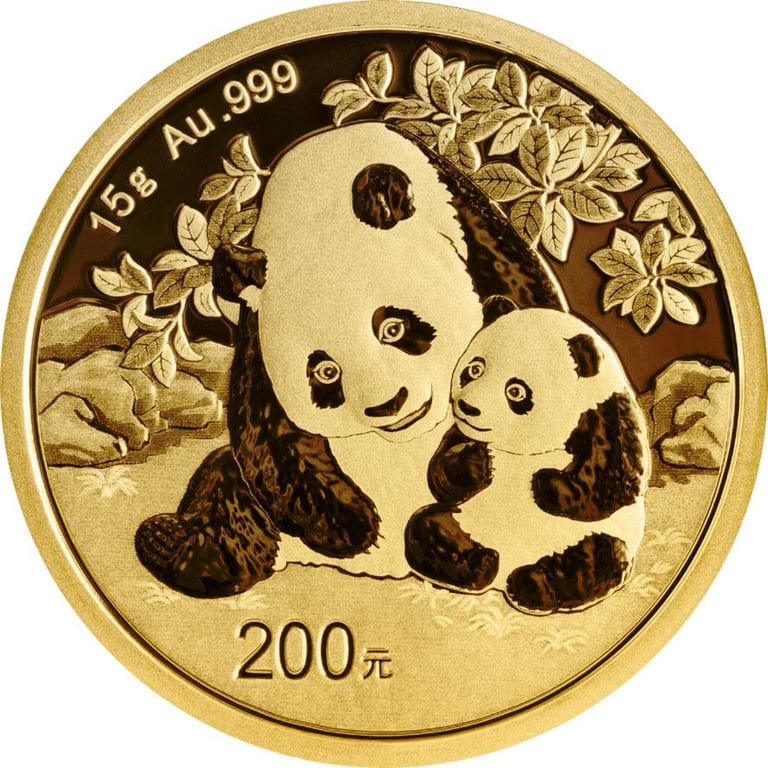 Front of the Gold China Panda 15 g - 2024