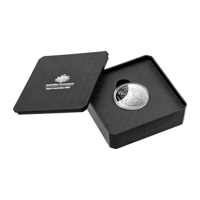 Silver Lunar Hare 1 oz PF domed coin - RAM 2023 in the original coin case