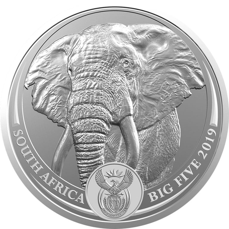 Front of the Silver Elephant 1 oz - Big Five Series I - 2019
