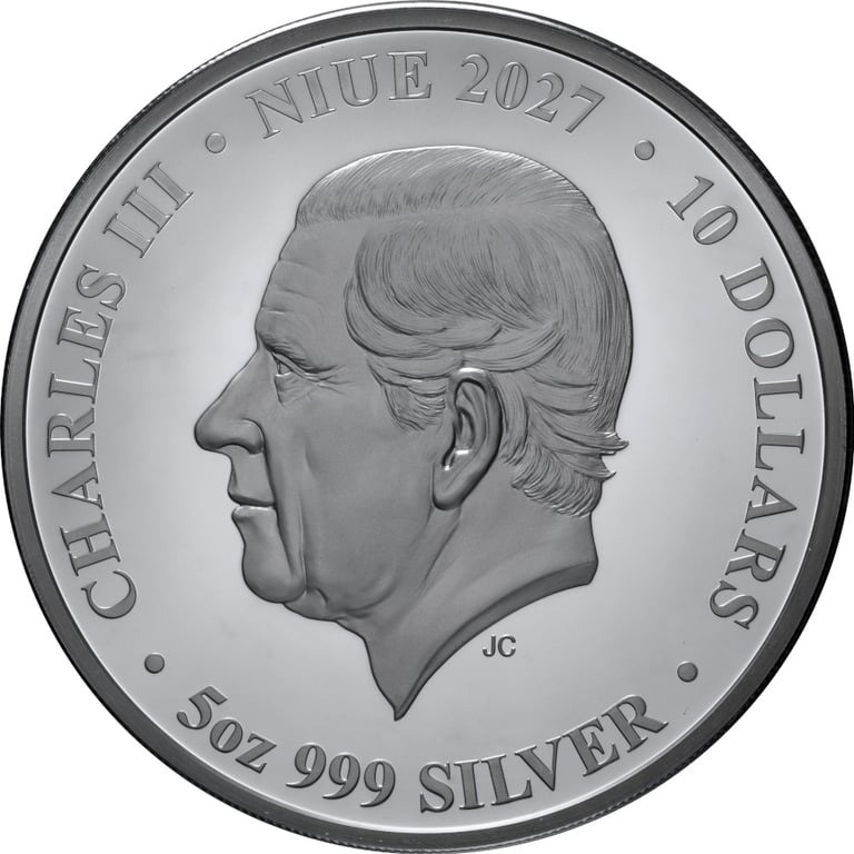 Back of Silver Year of the Goat – 5 oz Black Proof – Partly Gilded 2027