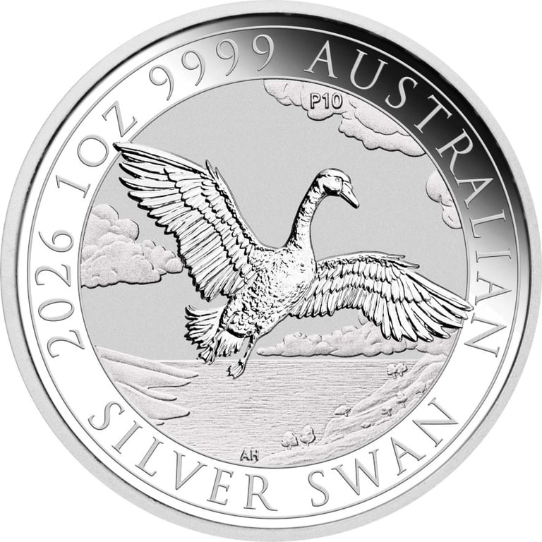 Front of Silver Swan 1 oz - 10th Anniversary - 2026