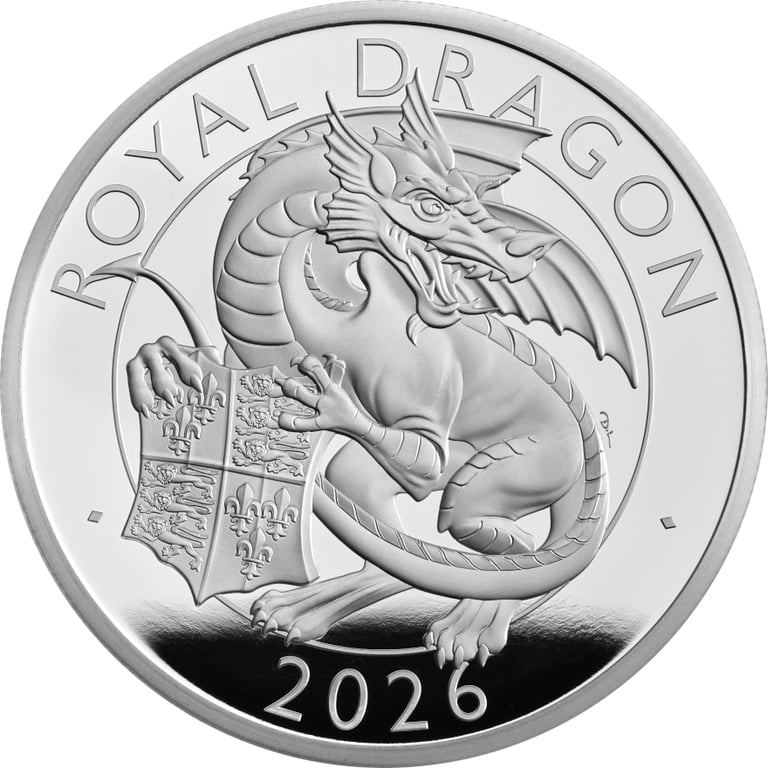 Front of Silber Royal Dragon 1 oz Proof - Royal Tudor Beasts 2026