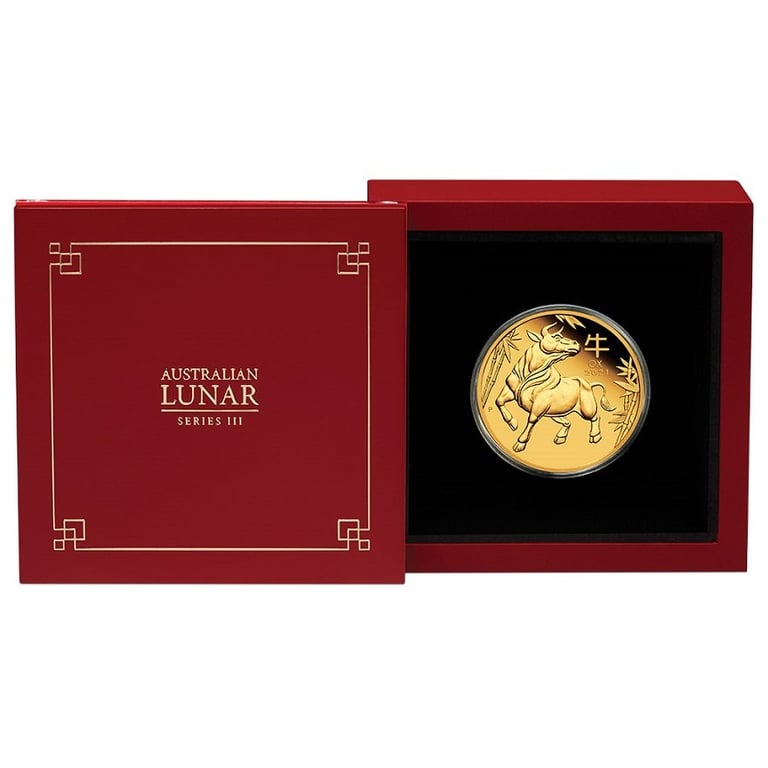 Gold Lunar III 1 oz Ox PF - 2021 in the original coin case