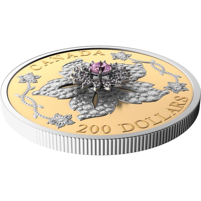 Side view of the Gold 'Williamson diamond brooch' 60 g PF - Pink tourmaline 2025