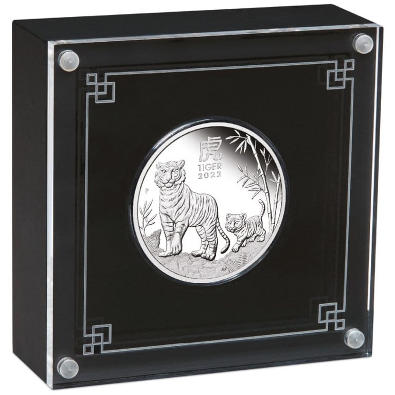 Silver Lunar III 1 oz Tiger PF - Perth Mint 2022 in the original coin case