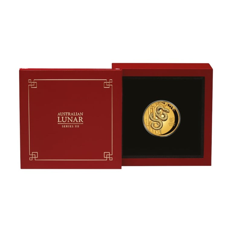 Gold Lunar III Snake 1 oz PF - High Relief 2025 in the original coin case