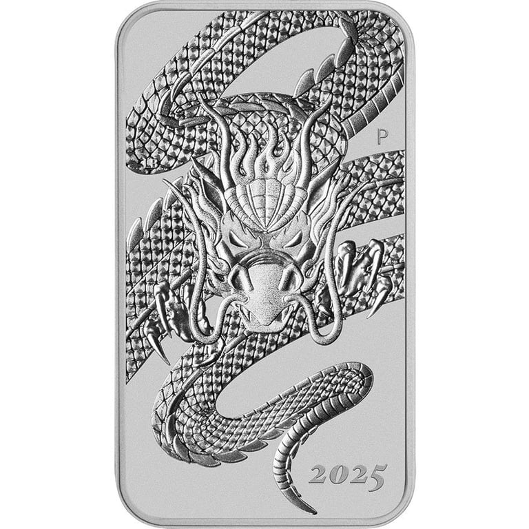 Front of the Silver Dragon Rectangle 1 oz - 2025