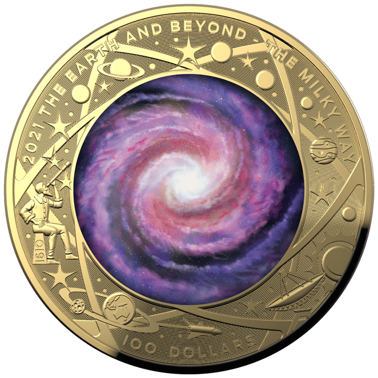 Front of the Gold 1 oz - Earth and Beyond - The Milky Way - PF 2021