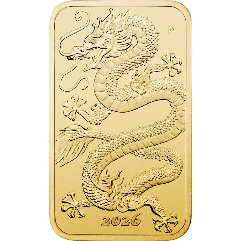 Front of Gold Dragon Rectangle 1 oz - 2026
