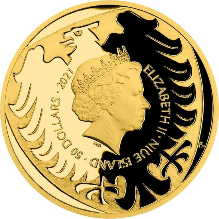 Back of the Gold Czech Lion 1 oz - PF - 2021