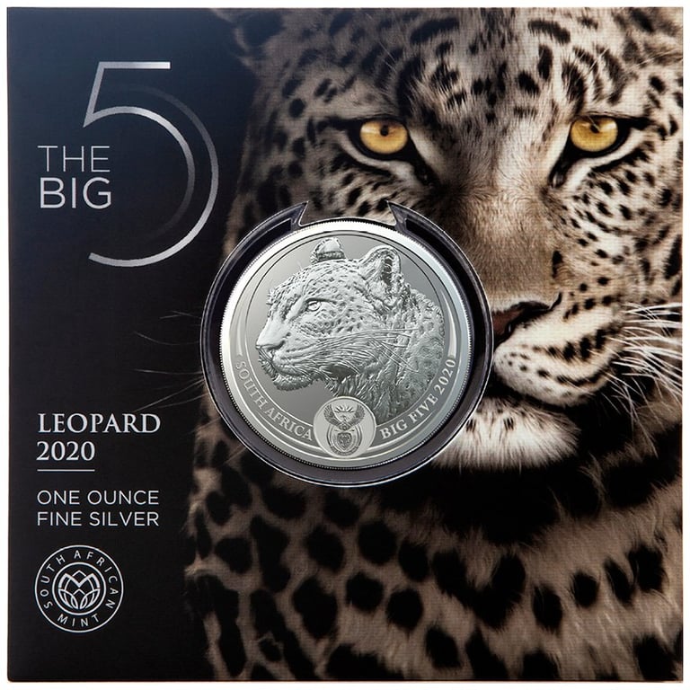 Silver Leopard 1 oz - Big Five South Africa in the original coin case