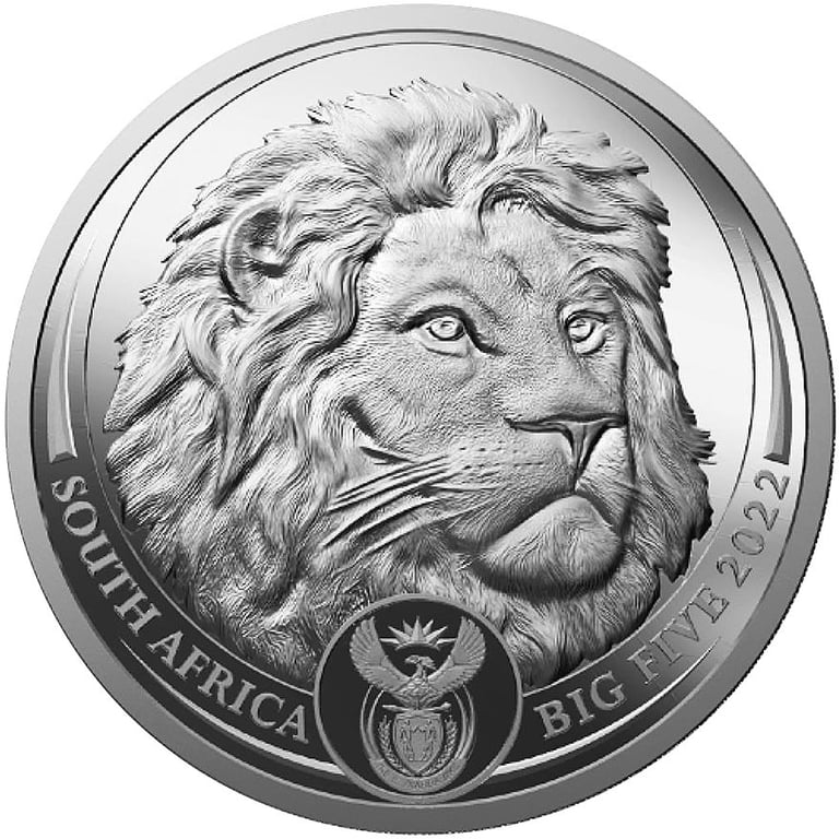 Front of the Silver Lion 1000 g - Big Five Series II - 2022
