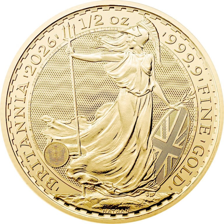 Front of the Gold Britannia 1/2 oz - 2026