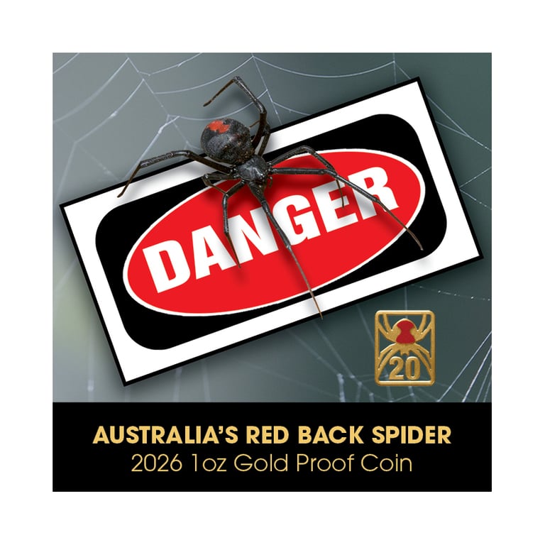 COA of Gold Deadly & Dangerous – Red Back Spider 1 oz Proof – 20th Anniversary 2026