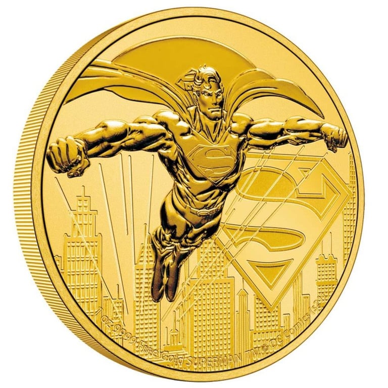 Side view of the Gold Superman 1 oz - 2021